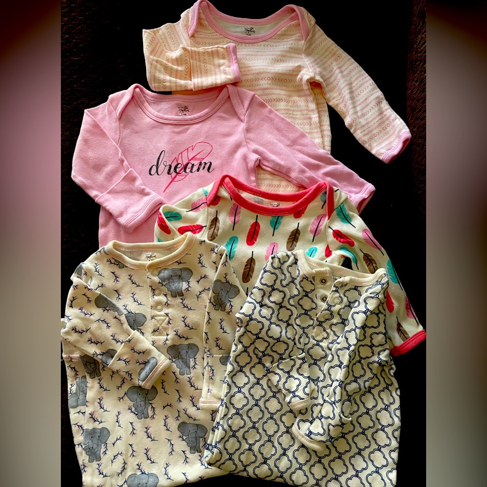 5 sleepers Touched By Nature/organic cotton0-6 month girls sleep gown never worn